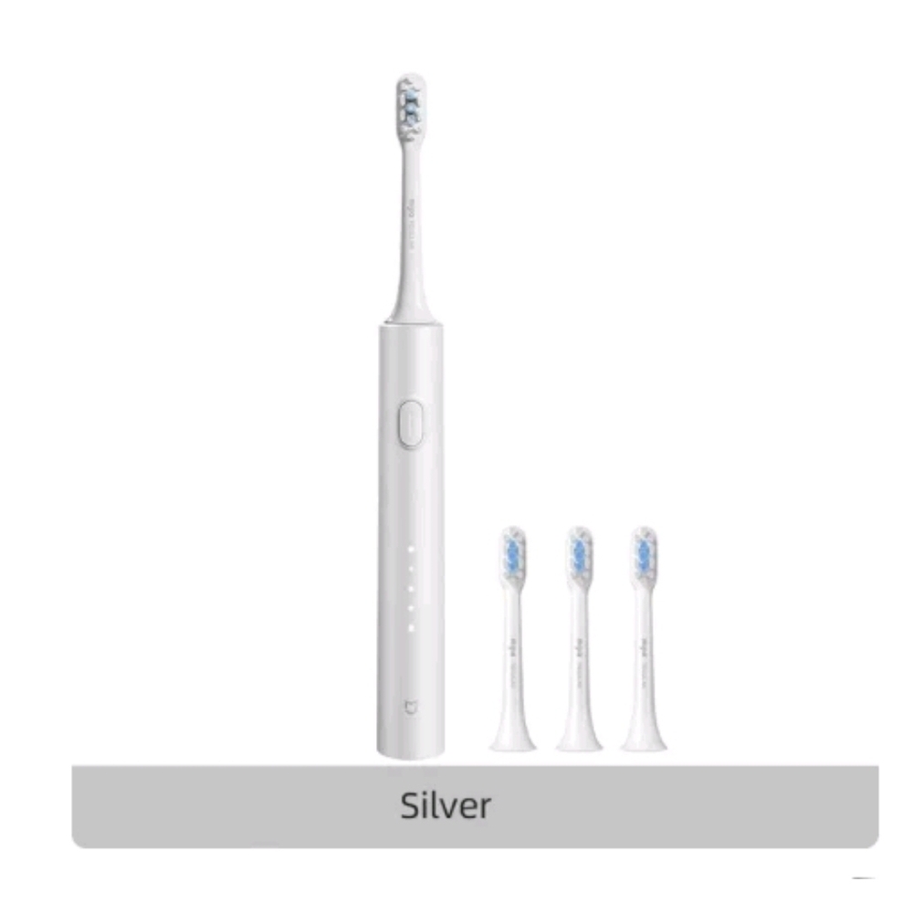 Electric Toothbrush with Replacement Heads - Silver